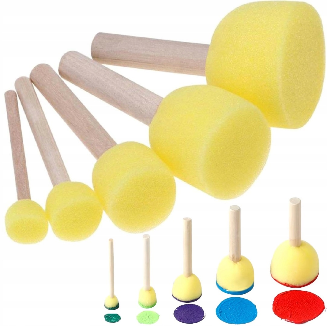 X5 Pędzle Gąbkowe Okrągłe Zestaw Pędzli Do Malowania Artystyczne Decoupage