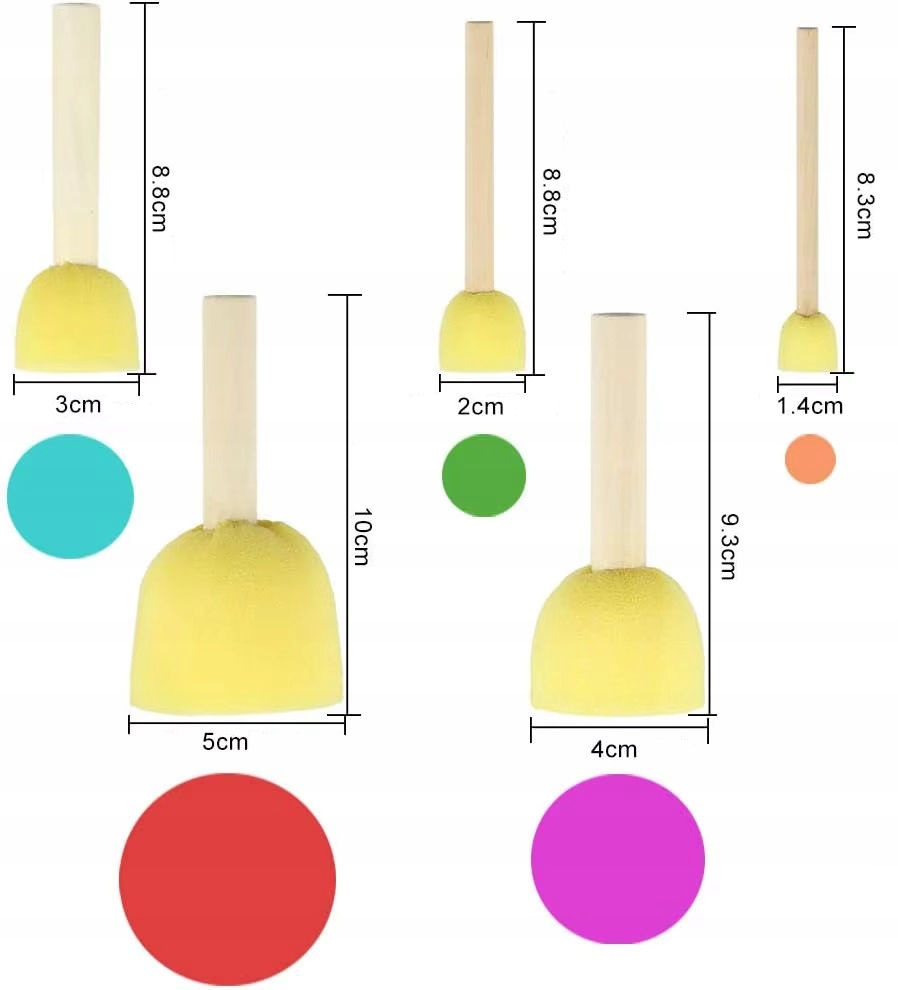 X5 Pędzle Gąbkowe Okrągłe Zestaw Pędzli Do Malowania Artystyczne Decoupage