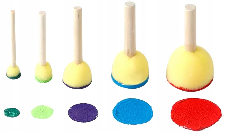 X5 Pędzle Gąbkowe Okrągłe Zestaw Pędzli Do Malowania Artystyczne Decoupage