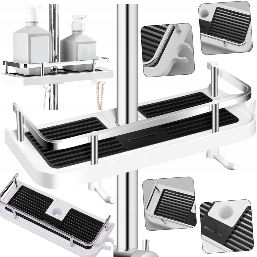 Półka Łazienkowa Pod Prysznic Wisząca Na Drążek Prysznicowy Bez Wiercenia