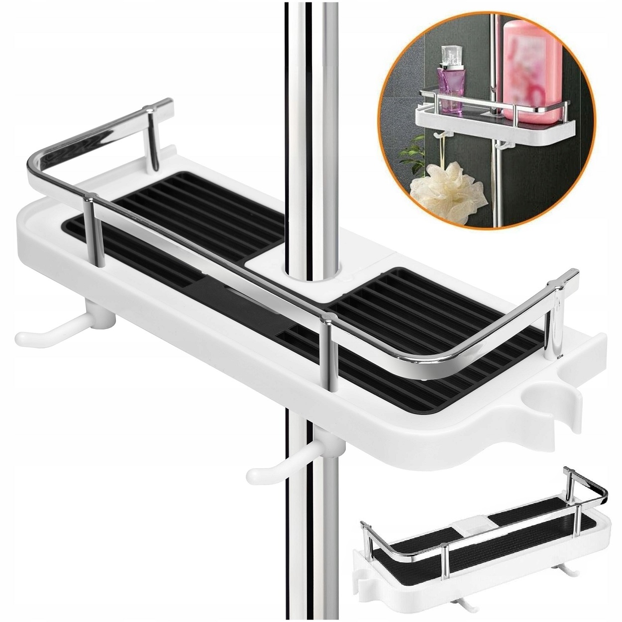 Półka Łazienkowa Pod Prysznic Wisząca Na Drążek Prysznicowy Bez Wiercenia