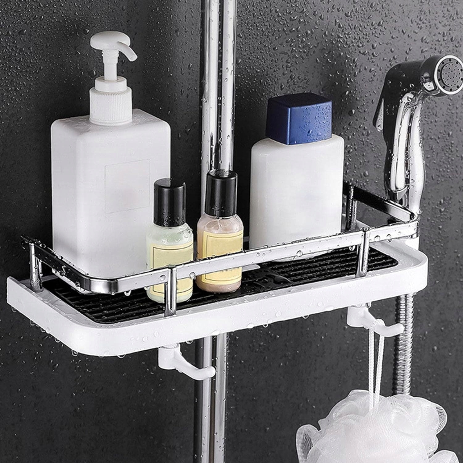 Półka Łazienkowa Pod Prysznic Wisząca Na Drążek Prysznicowy Bez Wiercenia