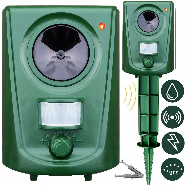 Odstraszacz Zwierząt Kotów Psów Dzików Saren Ptaków Itp + Lokalizator Ruchu