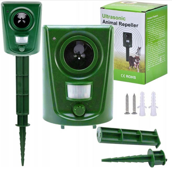 Odstraszacz Zwierząt Kotów Psów Dzików Saren Ptaków Itp + Lokalizator Ruchu