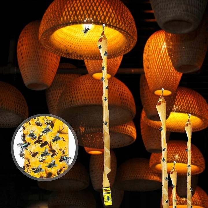 Klasyczny Lep Taśma Środek Pułapka Na Muchy Komary Muszki Owady Rolka X10