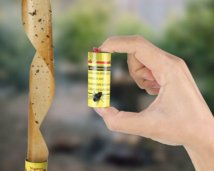 Klasyczny Lep Taśma Środek Pułapka Na Muchy Komary Muszki Owady Rolka X10