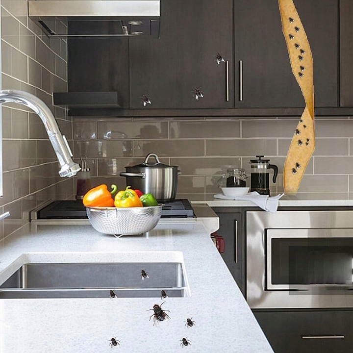 Klasyczny Lep Taśma Środek Pułapka Na Muchy Komary Muszki Owady Rolka X10