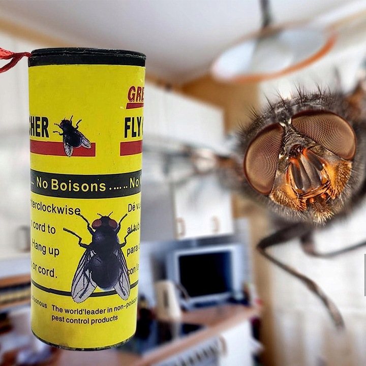 Klasyczny Lep Taśma Środek Pułapka Na Muchy Komary Muszki Owady Rolka X10