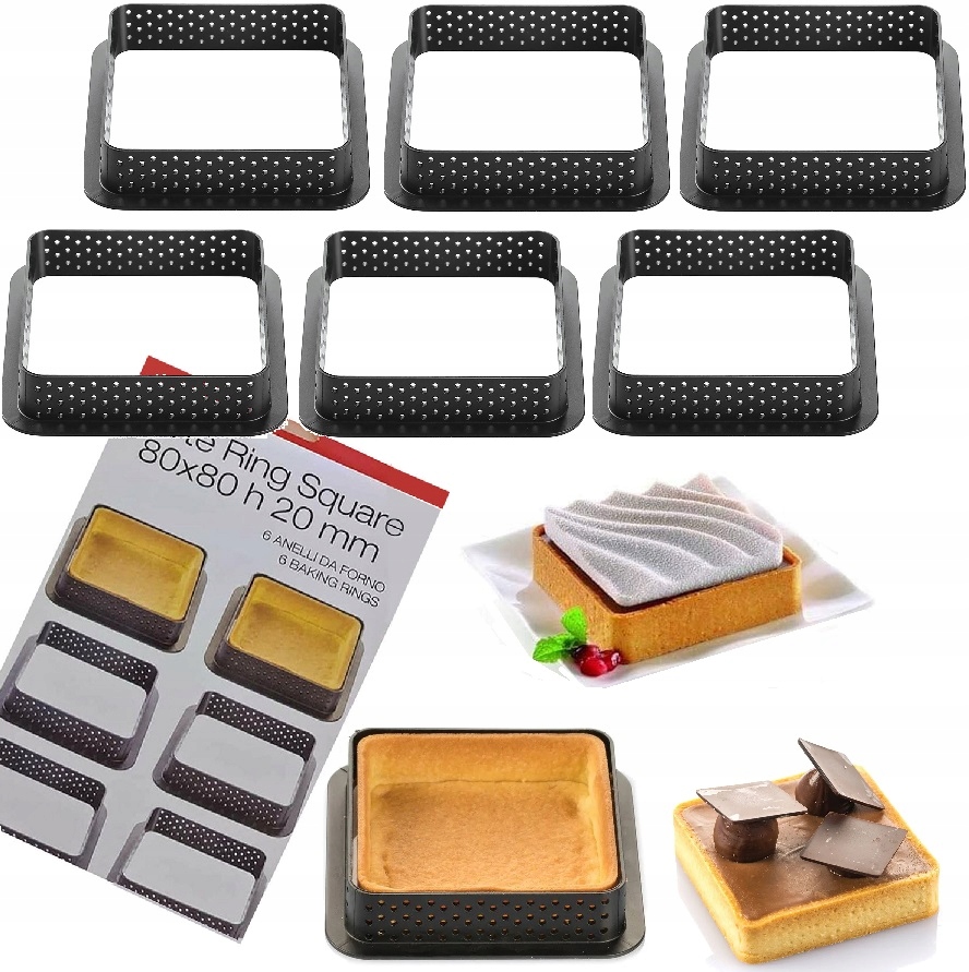 Foremki Do Tarty Tartaletek Rant Kwadaratowe 6 szt Forma Kwadaratowa 8cm