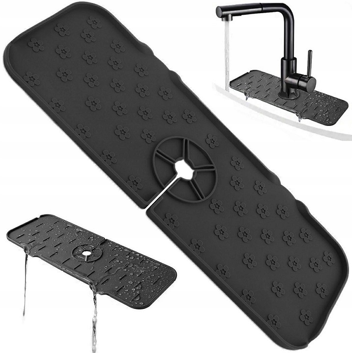 Silikonowa Mata Na Zlew Ociekacz Pod Kran Kranu Do Zlewu Kuchennego Czarna