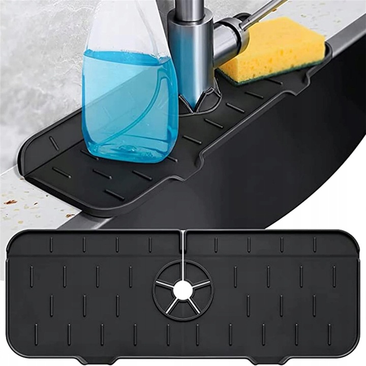 Silikonowa Mata Na Zlew Ociekacz Pod Kran Kranu Do Zlewu Kuchennego Czarna