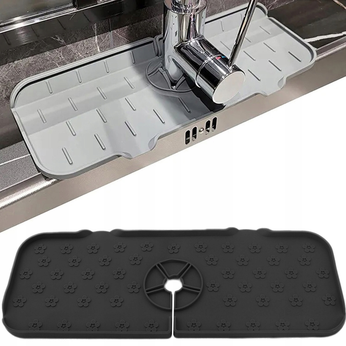 Silikonowa Mata Na Zlew Ociekacz Pod Kran Kranu Do Zlewu Kuchennego Czarna