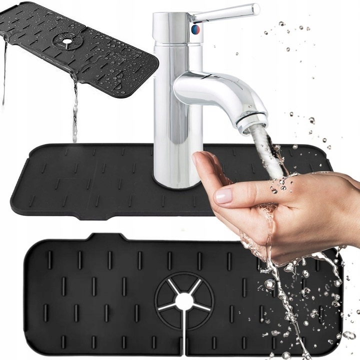 Silikonowa Mata Na Zlew Ociekacz Pod Kran Kranu Do Zlewu Kuchennego Czarna
