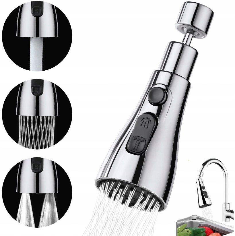 Przedłużacz Do Kranu Aerator Perlator Adapter Kuchennego Kranu 3 Funkcje