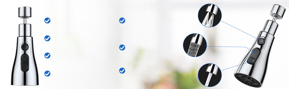 Przedłużacz Do Kranu Aerator Perlator Adapter Kuchennego Kranu 3 Funkcje