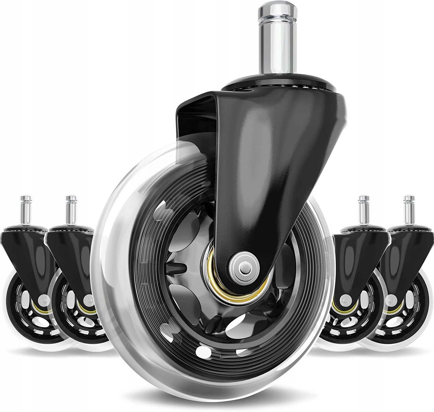 5szt Gumowe Kauczukowe Kółka Do Fotela Obrotowego Krzesła Łożyskowane Koła