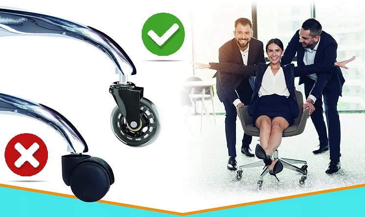 5szt Gumowe Kauczukowe Kółka Do Fotela Obrotowego Krzesła Łożyskowane Koła