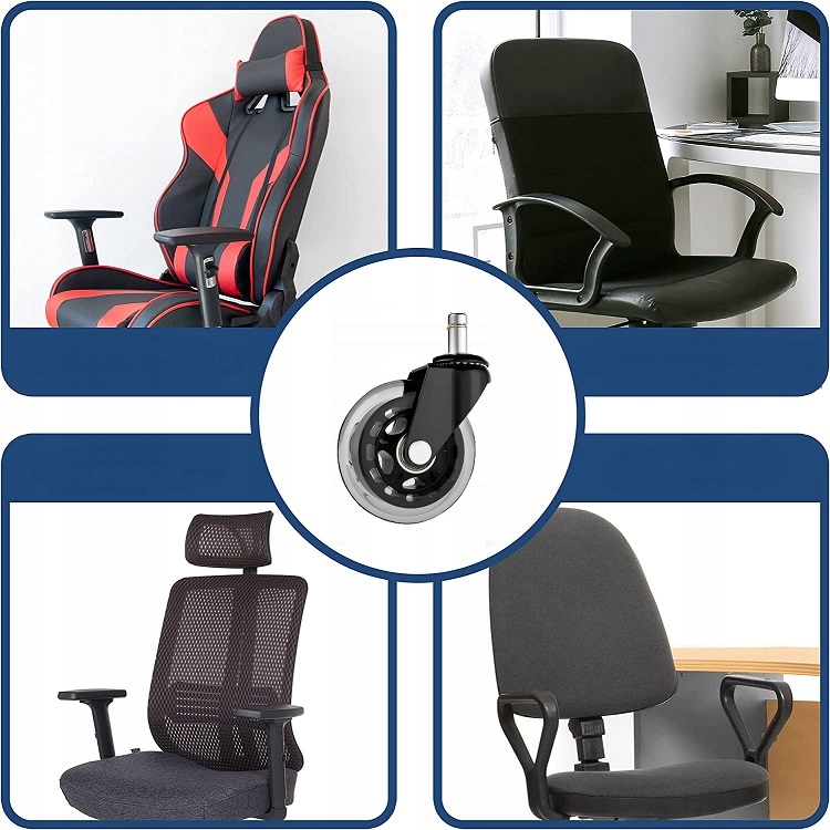 5szt Gumowe Kauczukowe Kółka Do Fotela Obrotowego Krzesła Łożyskowane Koła