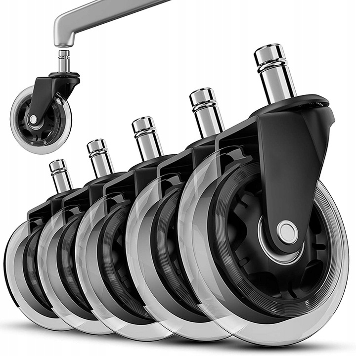 5szt Gumowe Kauczukowe Kółka Do Fotela Obrotowego Krzesła Łożyskowane Koła