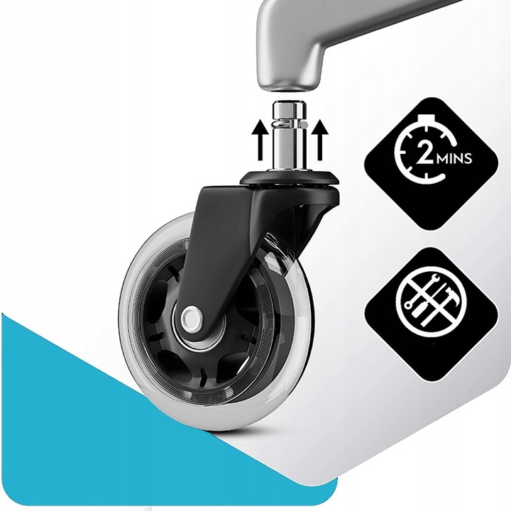 5szt Gumowe Kauczukowe Kółka Do Fotela Obrotowego Krzesła Łożyskowane Koła