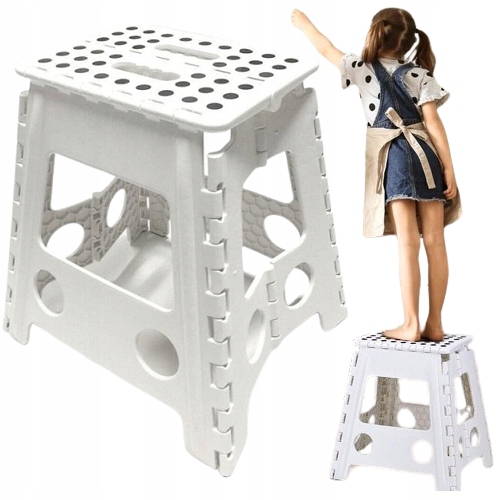 Stołek Taboret Antypoślizgowy Składany 39cm Wysoki Szary