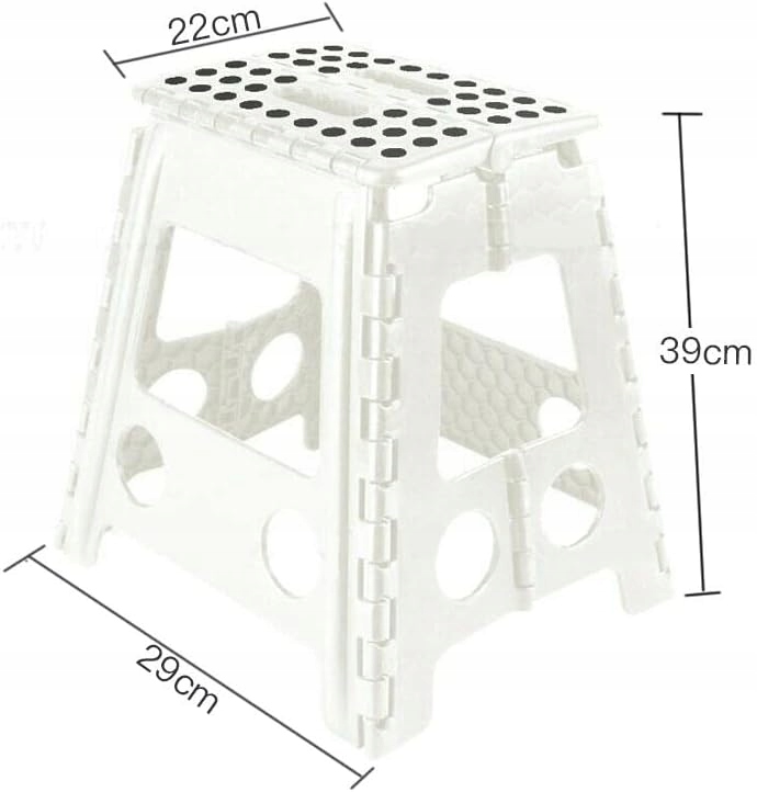 Stołek Taboret Antypoślizgowy Składany 39cm Wysoki Szary