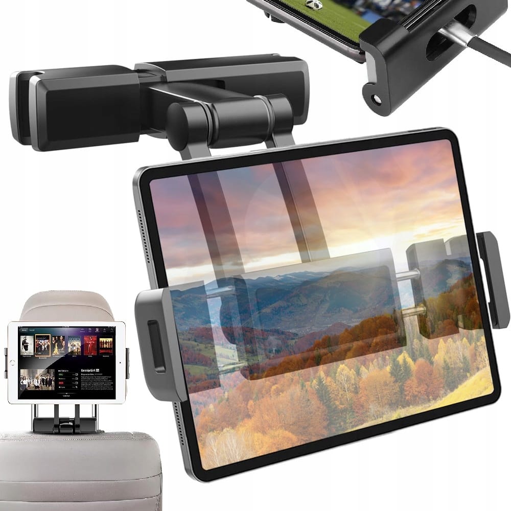 Stabilny Uchwyt Samochodowy Na Tablet Telefon Na Zagłówek Regulowany