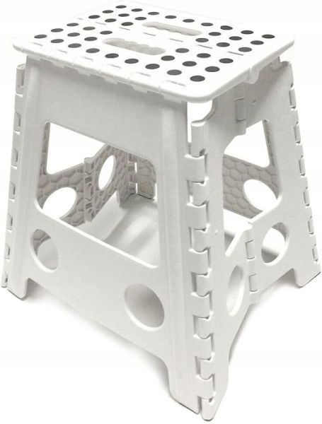 Stołek Taboret Antypoślizgowy Składany 39cm Wysoki Szary