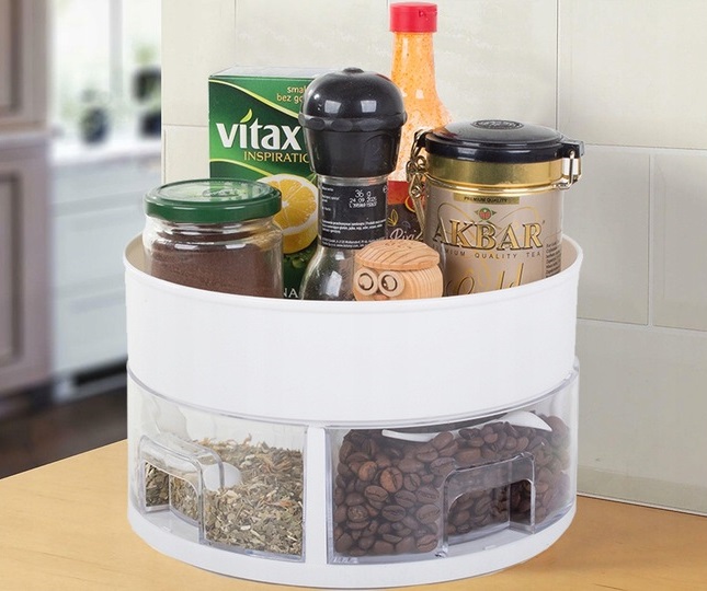 Organizer Obrotowy Do Kuchni Miska Na Przyprawy Przybornik Okrągły Szuflady