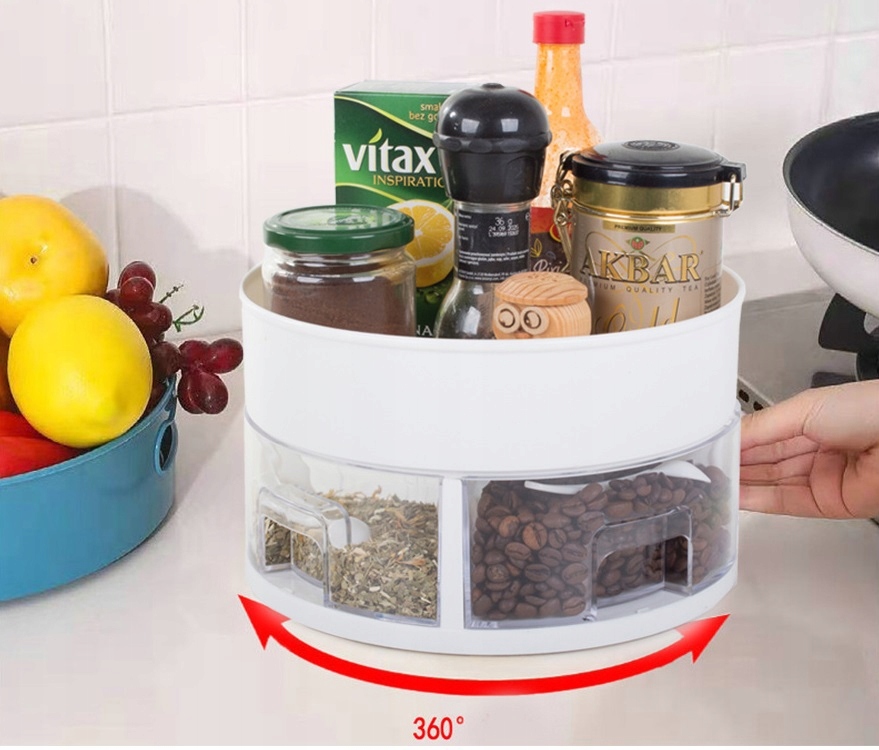 Organizer Obrotowy Do Kuchni Miska Na Przyprawy Przybornik Okrągły Szuflady