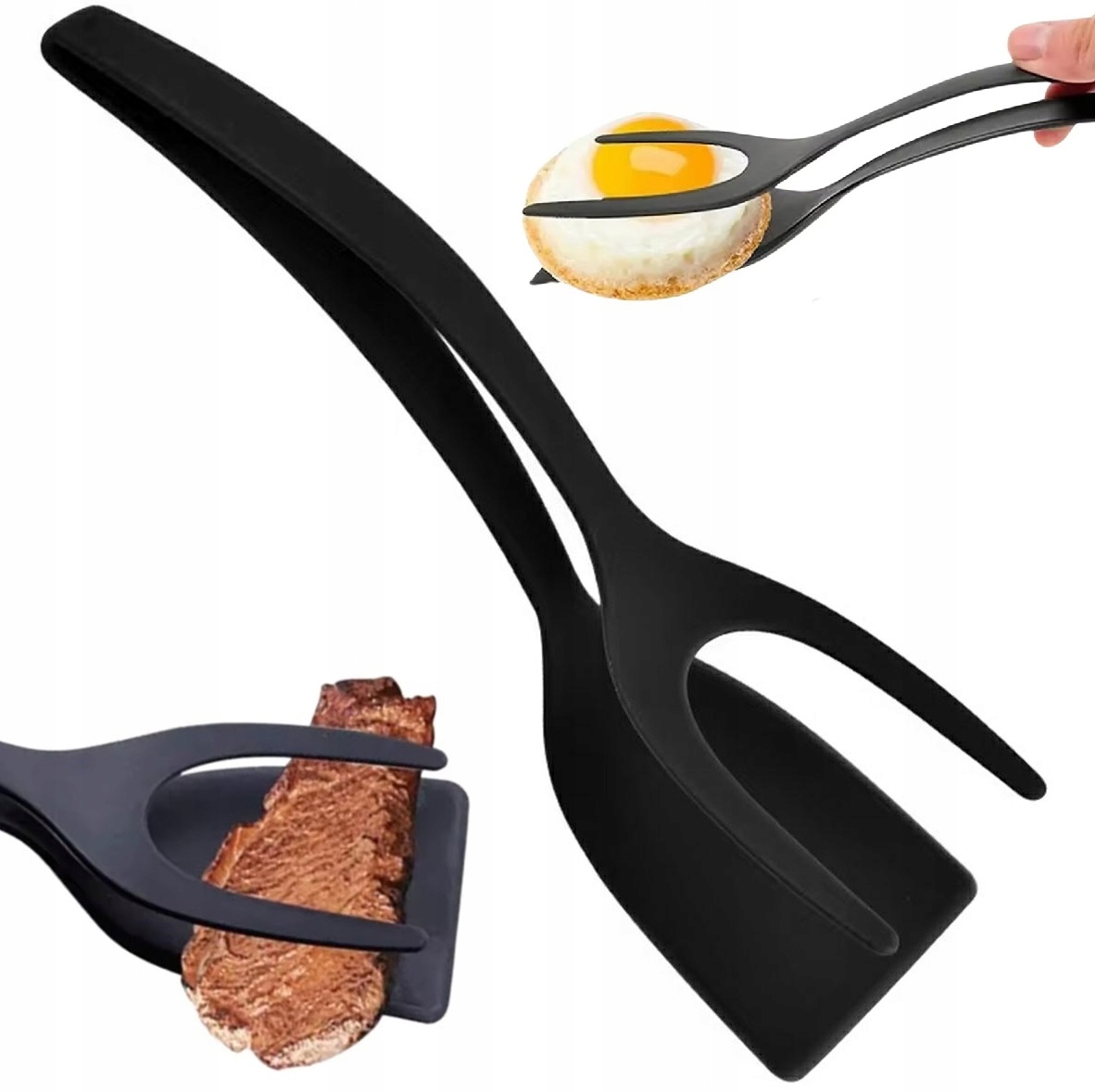 Szczypce Kuchenne Łopatka Do Przerzucania Jajko Toast Stekowy 2 W 1