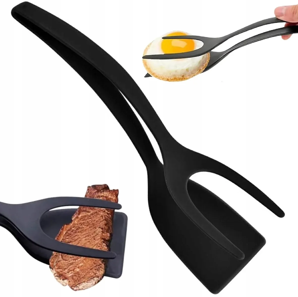 Szczypce Kuchenne Łopatka Do Przerzucania Jajko Toast Stekowy 2 W 1