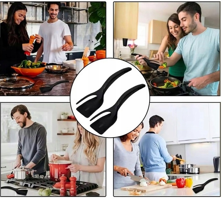 Szczypce Kuchenne Łopatka Do Przerzucania Jajko Toast Stekowy 2 W 1