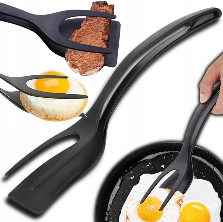 Szczypce Kuchenne Łopatka Do Przerzucania Jajko Toast Stekowy 2 W 1