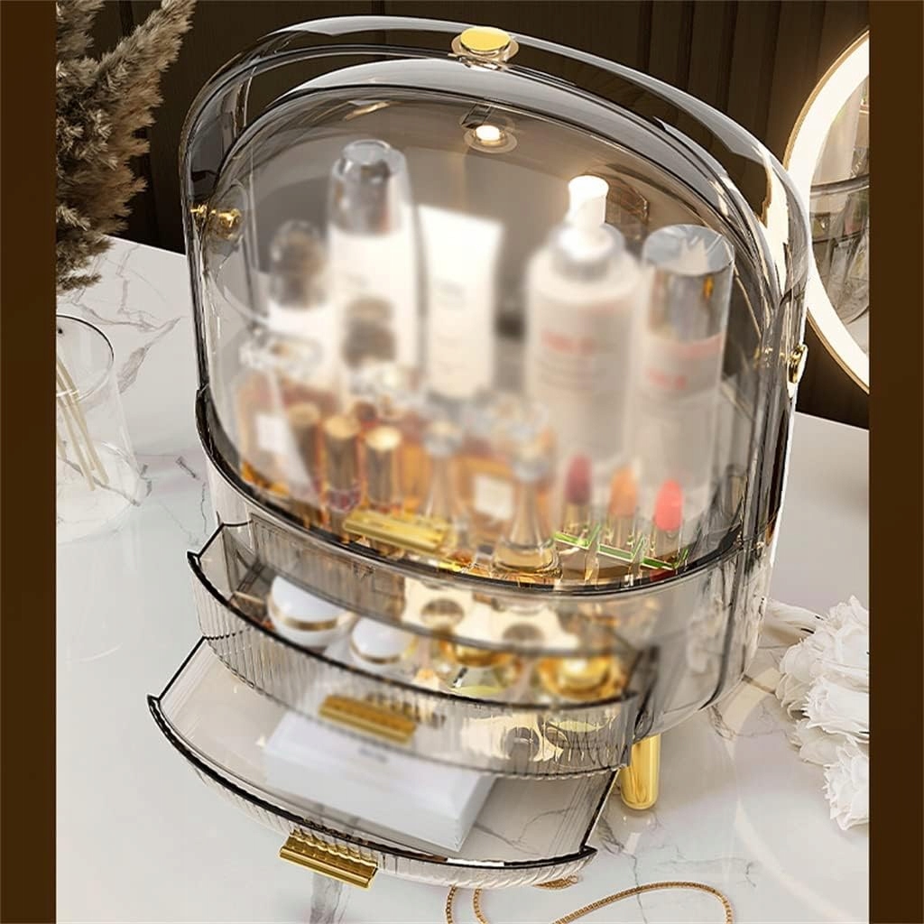 Szkatułka Organizer Kuferek Na Kosmetyki Biżuterię Podświeltenie Lampka LED