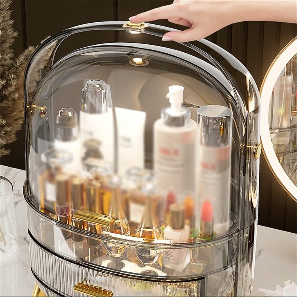 Szkatułka Organizer Kuferek Na Kosmetyki Biżuterię Podświeltenie Lampka LED