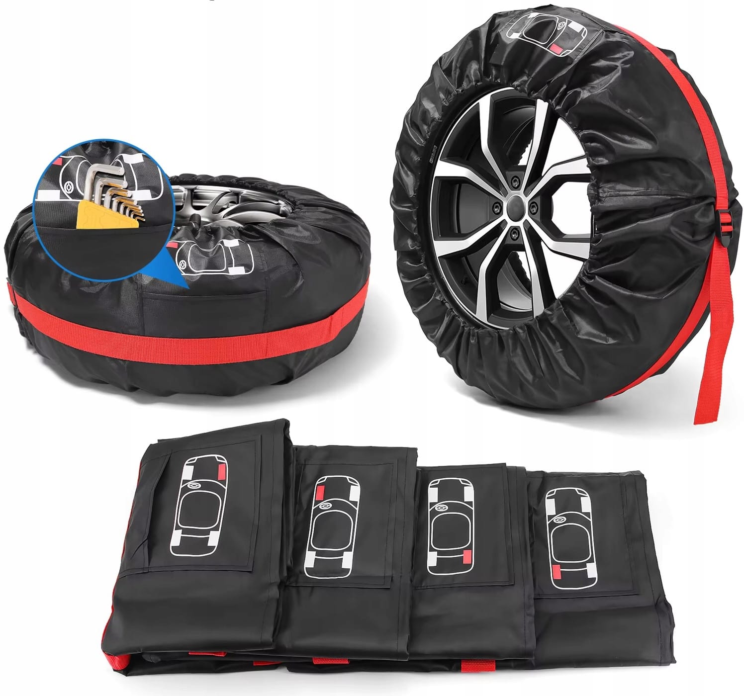 Pokrowce Na Koła Opony Felgi 18-23 Cali Zestaw 4 szt Pokrowiec Wodoodporne