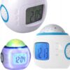 Budzik Projektor Gwiazd Nieba Zegar Lampka Nocna Led 7w1 Termometr Melodie