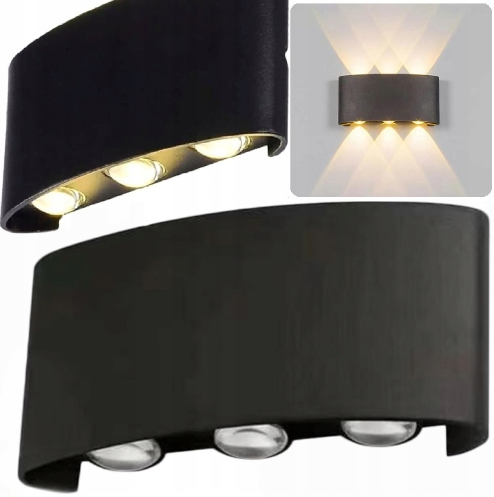 Lampa Elewacyjna Ścienna Led Kinkiet Zewnętrzny Ogrodowy Aluminium Góra Dół