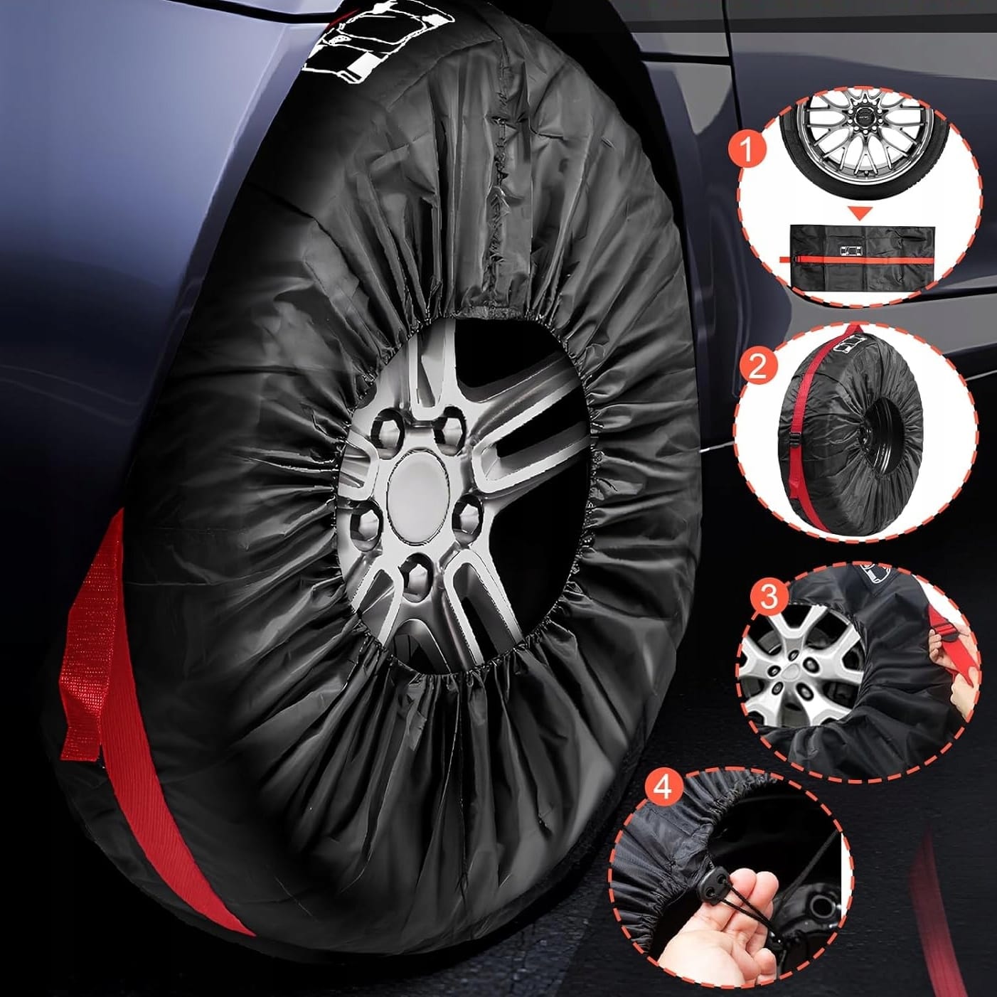 Pokrowce Na Koła Opony Felgi 18-23 Cali Zestaw 4 szt Pokrowiec Wodoodporne