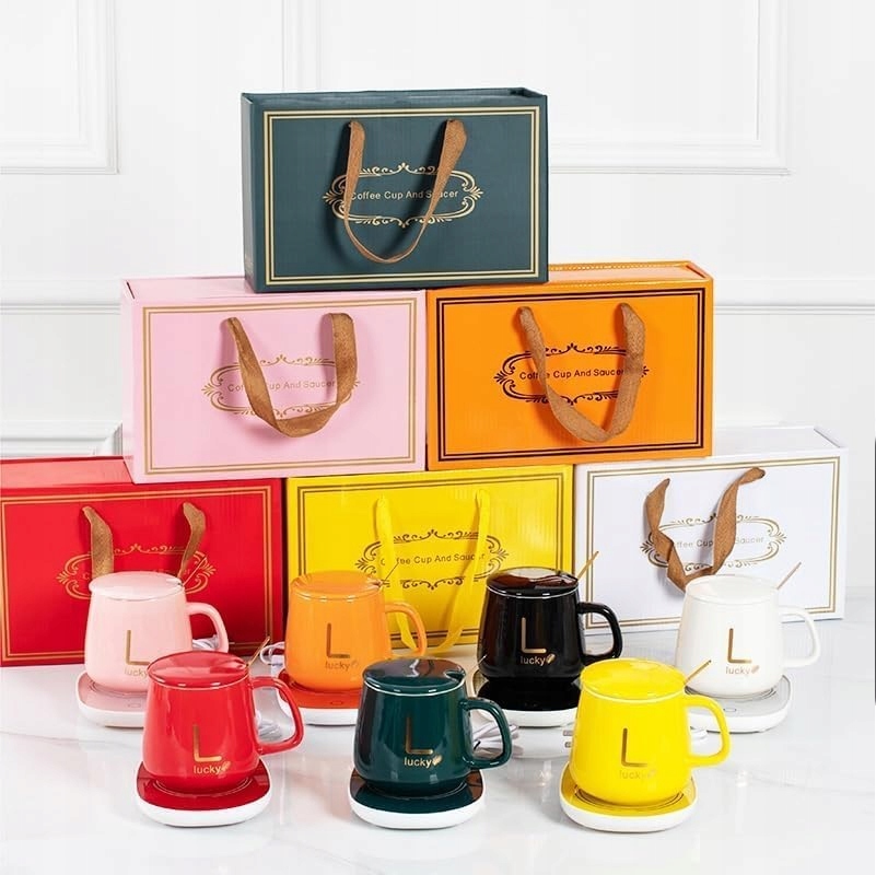 Elektryczny Podgrzewacz Do Kawy Herbaty Kubek Łyżka Zestaw Na Prezent Box