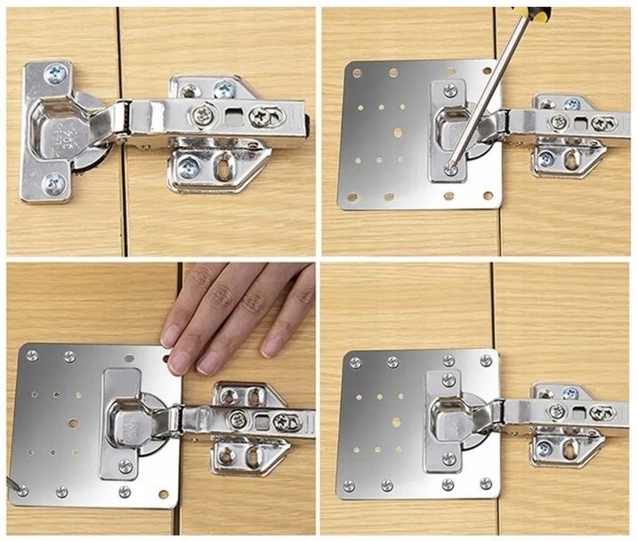 4x Płytka Naprawcza Zawiasu Zawiasów Naprawa Drzwiczek Drzwi Szafek Szaf