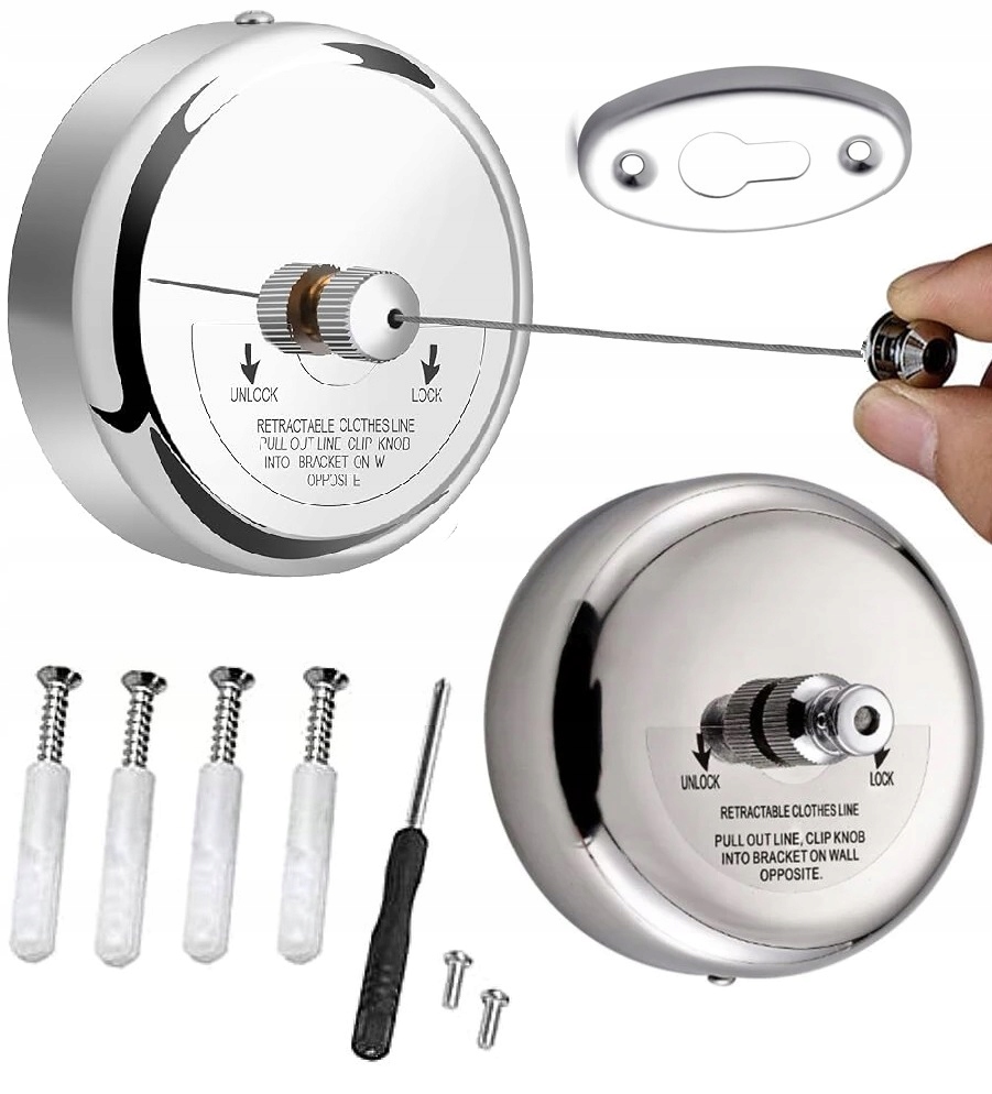 Suszarka Linka Na Pranie Ze Stali Nierdzewnej 3m Łazienkowa Regulowana