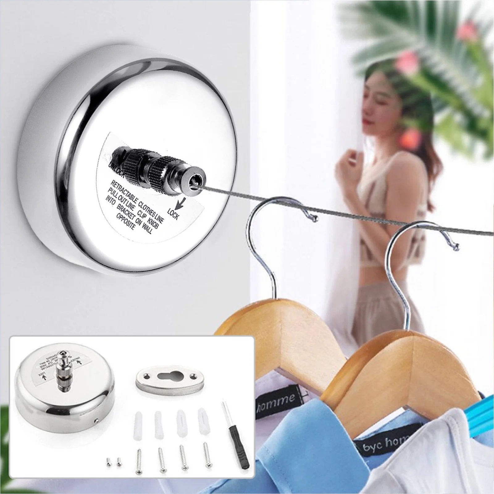 Suszarka Linka Na Pranie Ze Stali Nierdzewnej 3m Łazienkowa Regulowana