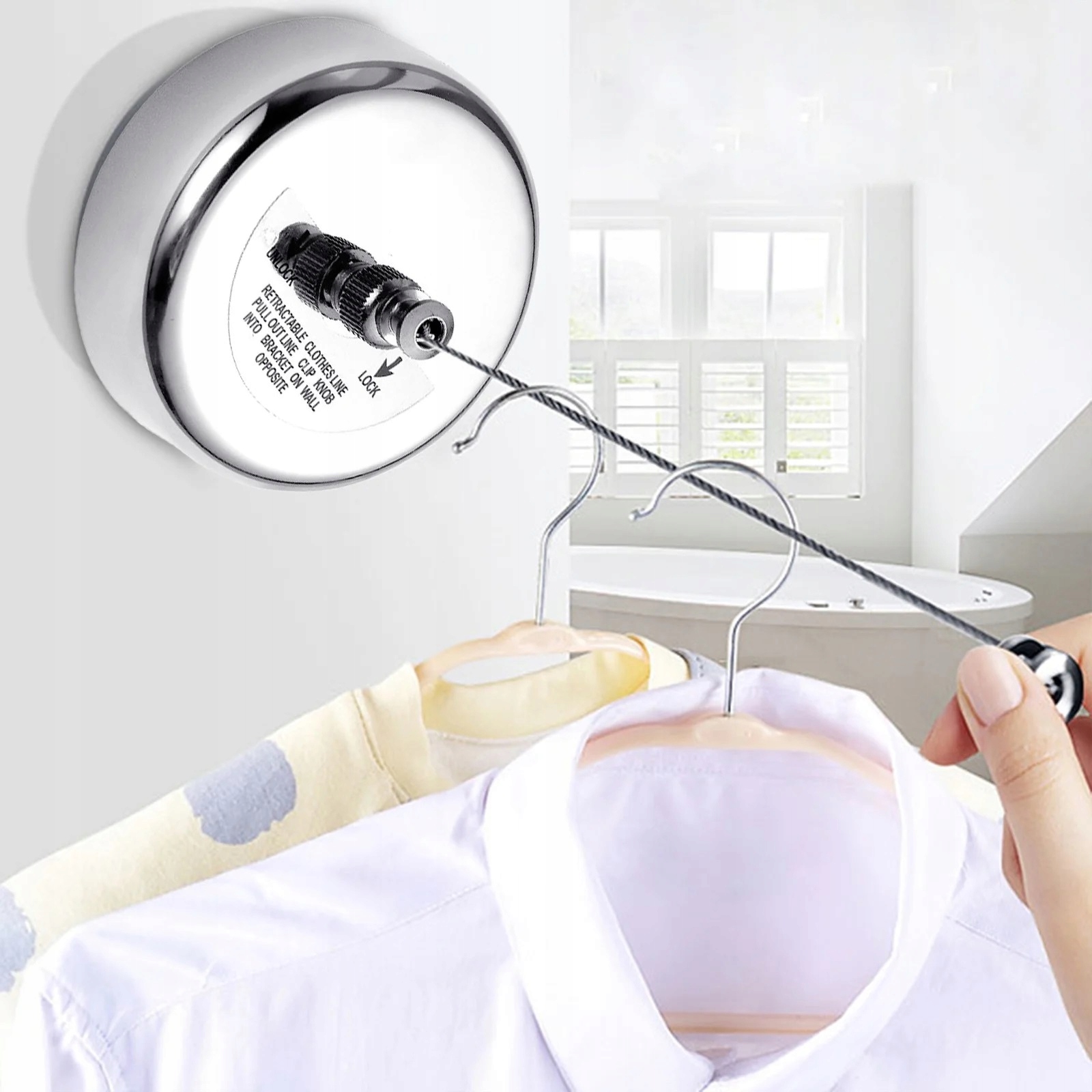 Suszarka Linka Na Pranie Ze Stali Nierdzewnej 3m Łazienkowa Regulowana