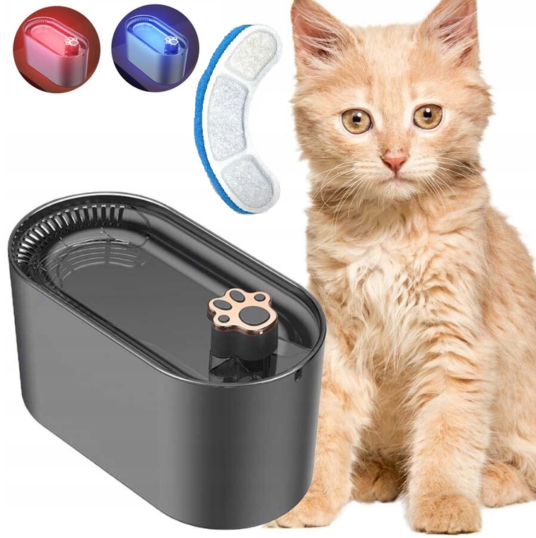 Fontanna Poidełko Dla Kota Psa Miska Automatyczne Poidło + Filtr Cicha Led