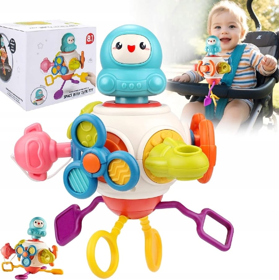 Interaktywna Kostka Sensoryczna Montessori Edukacyjna 8w1 Zabawka Gryzak