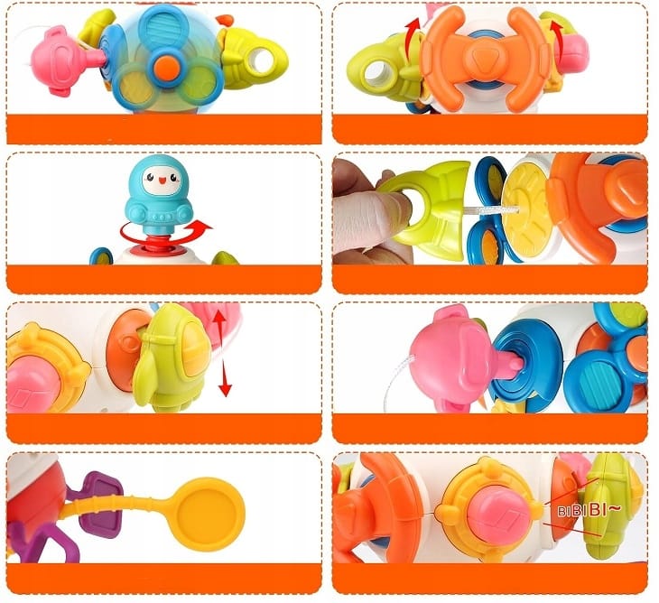 Interaktywna Kostka Sensoryczna Montessori Edukacyjna 8w1 Zabawka Gryzak