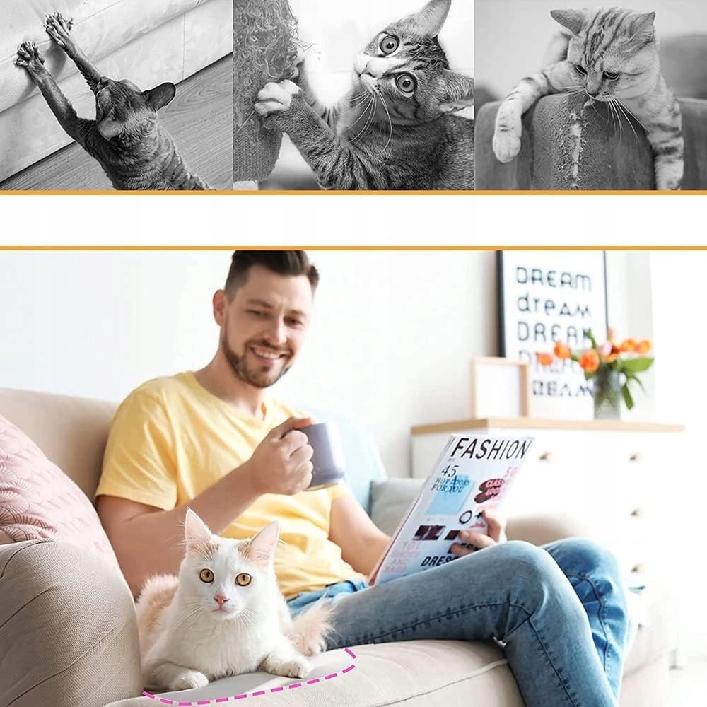 2x Naklejka Folia Ochronna Przeciw Drapaniu Na Meble Kanapę Drapak Dla Kota