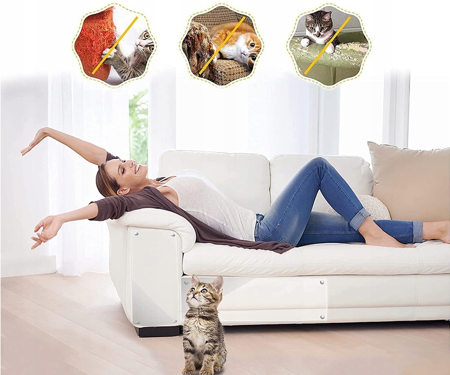 2x Naklejka Folia Ochronna Przeciw Drapaniu Na Meble Kanapę Drapak Dla Kota